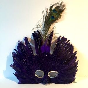 Venetian Masquerade Mask Top Purple Feathered Mardi Gras Baroque Mask New